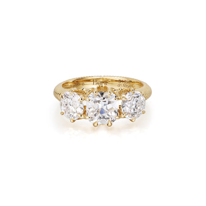 Marcella-Antique Cut Lab Grown Diamond Trilogy Engagement Ring