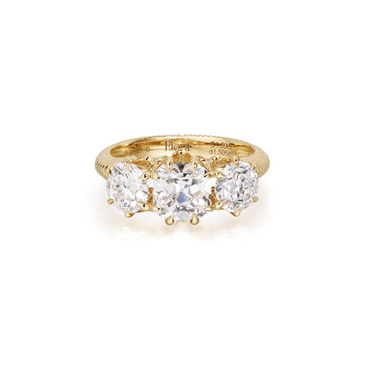 Marcella-Antique Cut Lab Grown Diamond Trilogy Engagement Ring