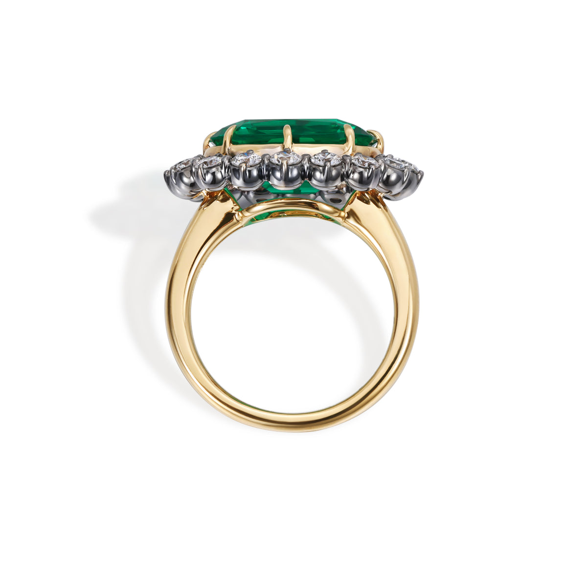 Jada-Cushion cut Lab Grown Emerald Halo Ring