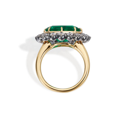 Jada-Cushion cut Lab Grown Emerald Halo Ring