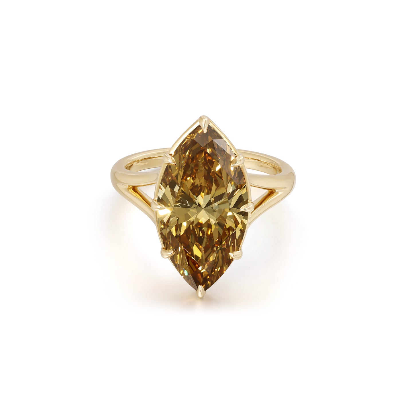 Maple-Brown Marquise Lab Grown Diamond Engagement Ring