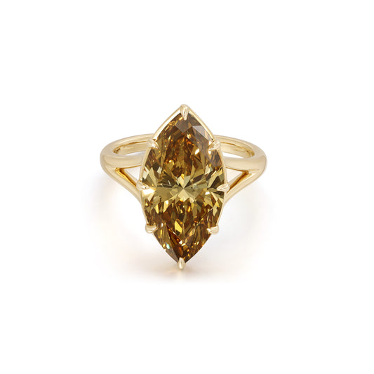 Maple-Brown Marquise Lab Grown Diamond Engagement Ring