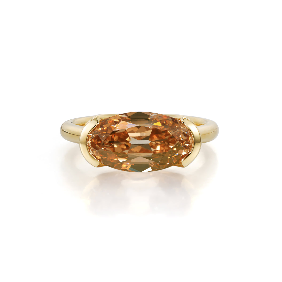 Alice-Champagne Altschliff-Cushion Ring mit im Labor gezüchtetem Diamanten