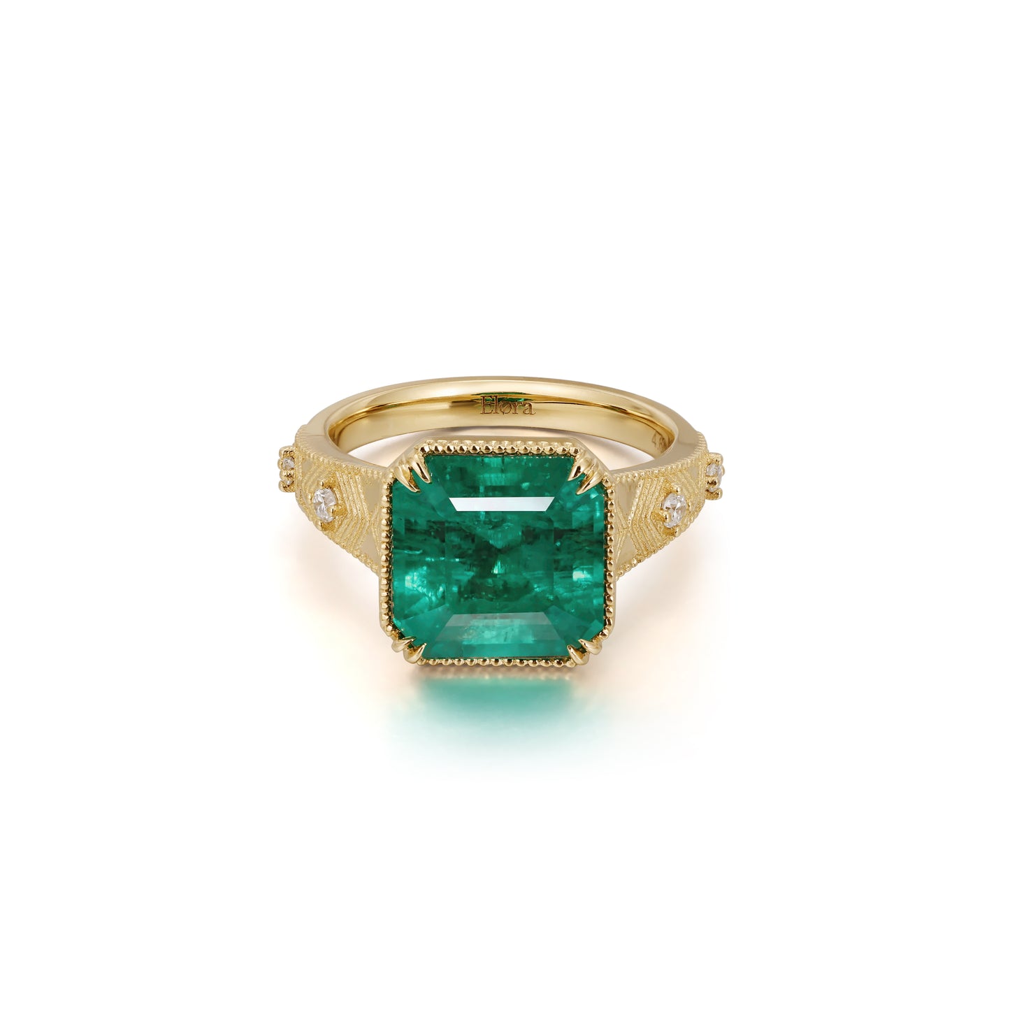 Aurelia-Square Cut Lab Grown Emerald Gemstone Ring