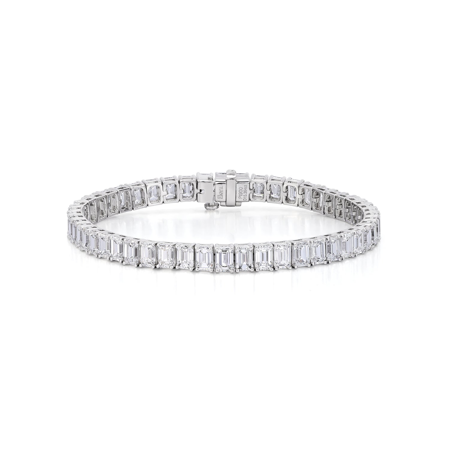 Surry-Emerald Cut Diamond Tennis Bracelet crafted in PT900 platinum with octagon emerald cut lab grown diamonds.