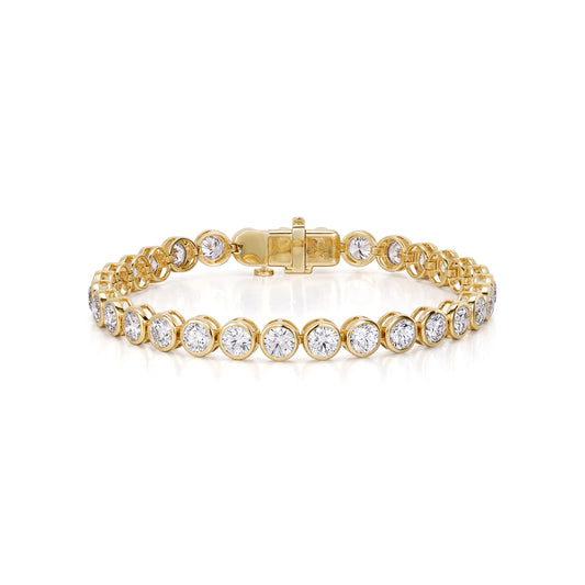 Sara-Round Cut Diamond Bubble Tennis Bracelet in 14K yellow gold with round lab grown diamonds.