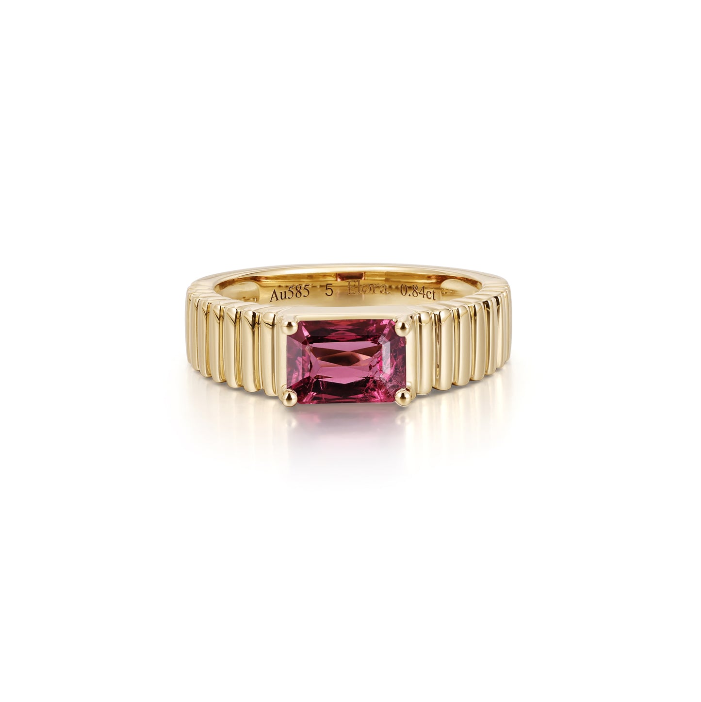 Hallie-Emerlad Cut Pink Tourmaline Gemstone Ring