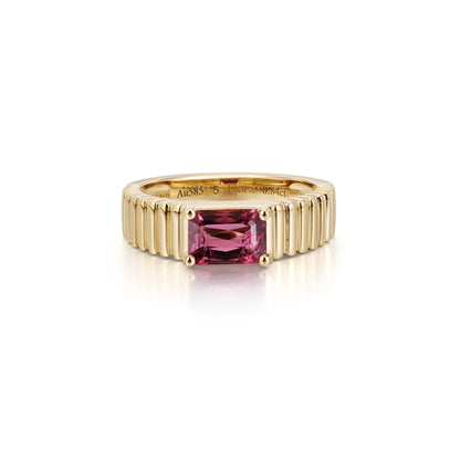 Hallie-Emerlad Cut Pink Tourmaline Gemstone Ring