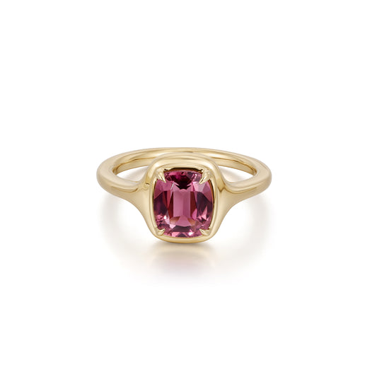 Ellie-Cushion Cut Pink Tourmaline Gemstone Ring