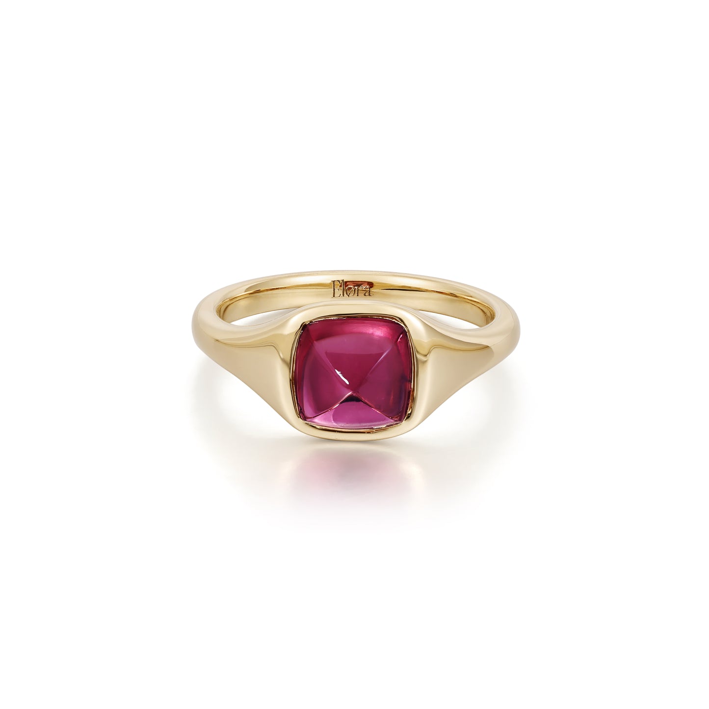 Sarah-Sugarloaf Cabochon Reddish Pink Tourmaline Gemstone Ring