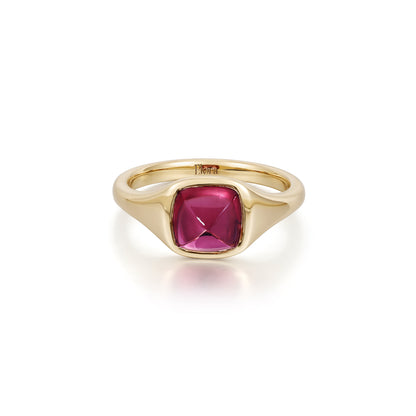 Sarah-Sugarloaf Cabochon Reddish Pink Tourmaline Gemstone Ring