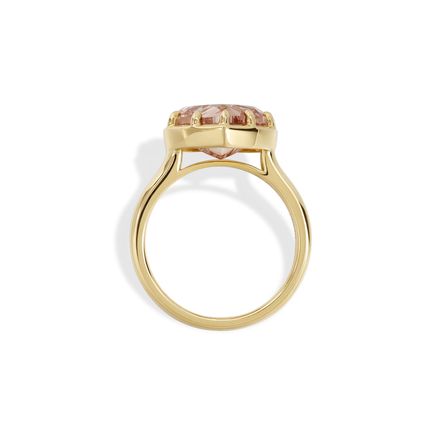 Honey-Champagne Heart Lab Grown Diamond Engagement Ring in yellow gold with a captivating heart-shaped diamond.