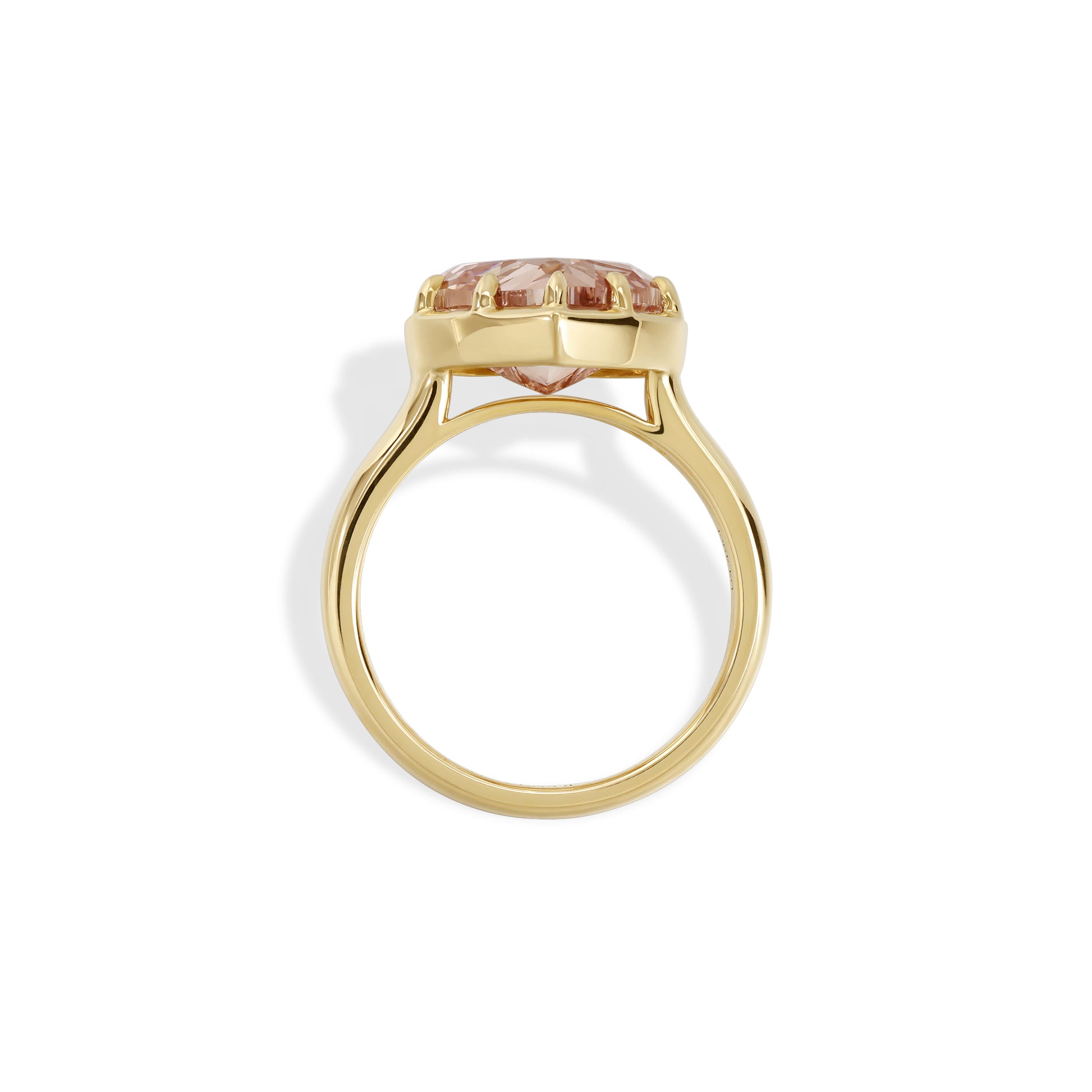 Honey-Champagne Heart Lab Grown Diamond Engagement Ring in yellow gold with a captivating heart-shaped diamond.