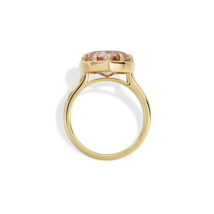 Honey-Champagne Heart Lab Grown Diamond Engagement Ring in yellow gold with a captivating heart-shaped diamond.