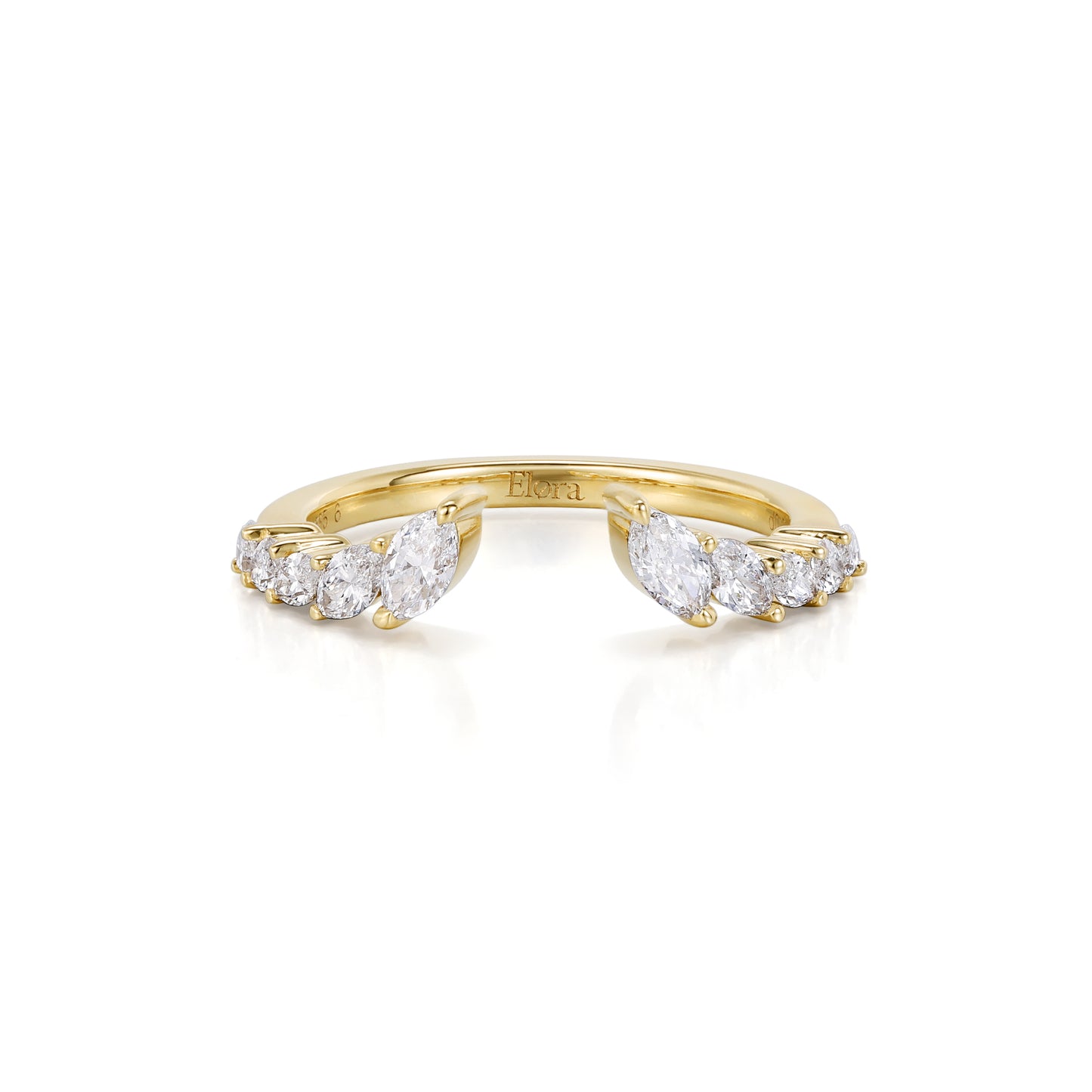 Perry-Marquise Cut Lab Grown Diamond Ring Open Band featuring marquise cut diamonds in a yellow gold setting.