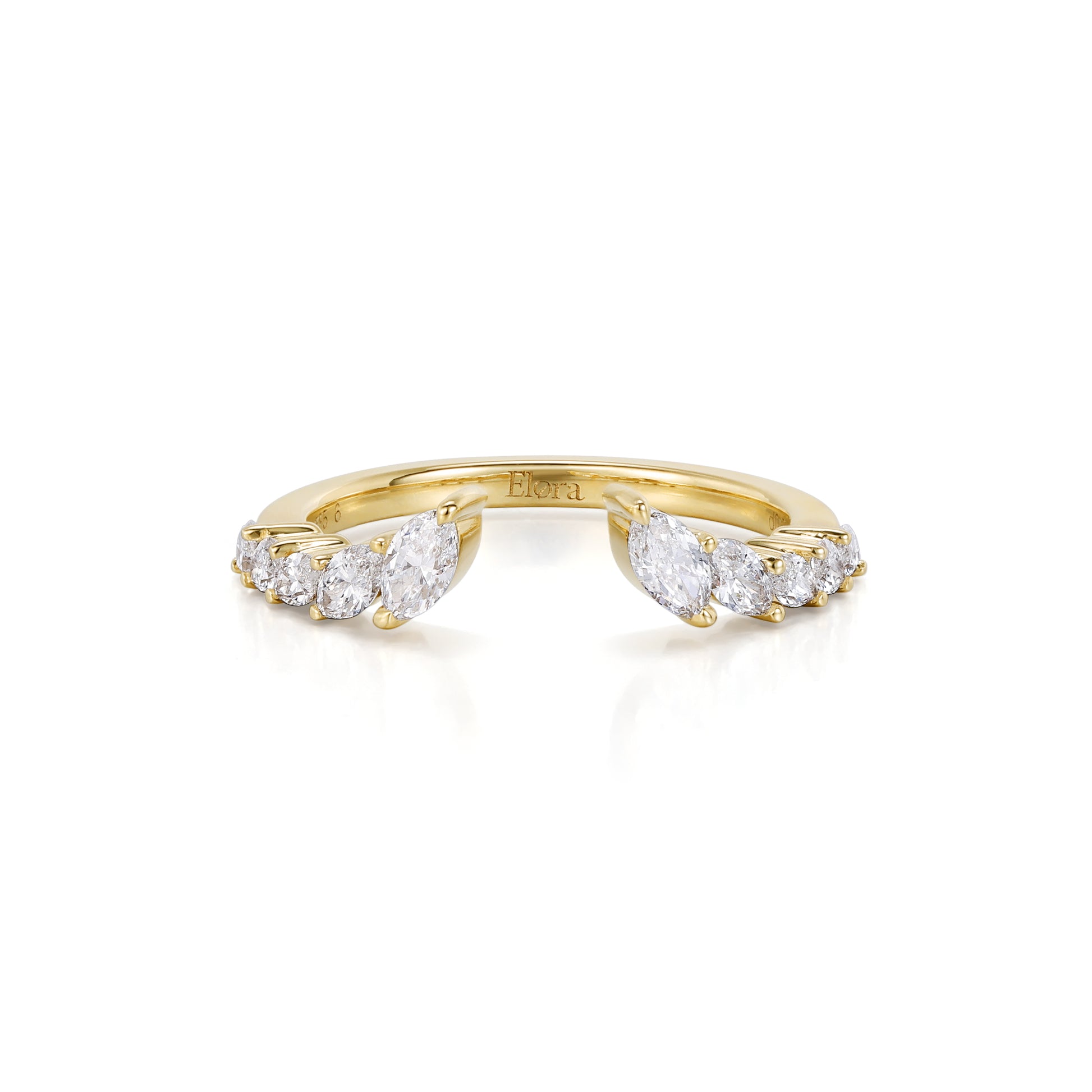 Perry-Marquise Cut Lab Grown Diamond Ring Open Band featuring marquise cut diamonds in a yellow gold setting.