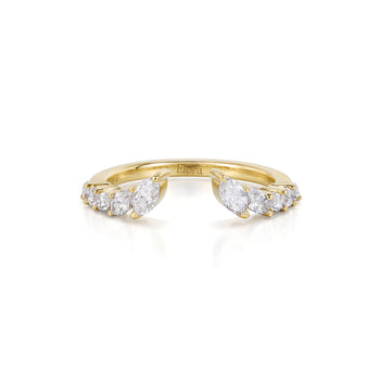 Perry-Marquise Cut Lab Grown Diamond Ring Open Band featuring marquise cut diamonds in a yellow gold setting.