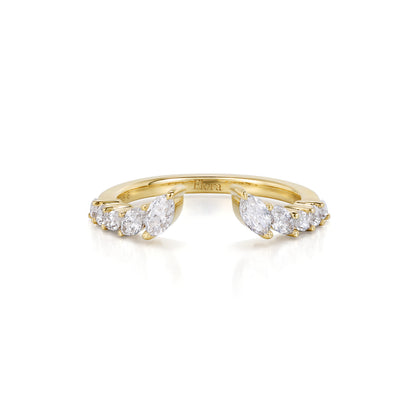 Perry-Marquise Cut Lab Grown Diamond Ring Open Band featuring marquise cut diamonds in a yellow gold setting.