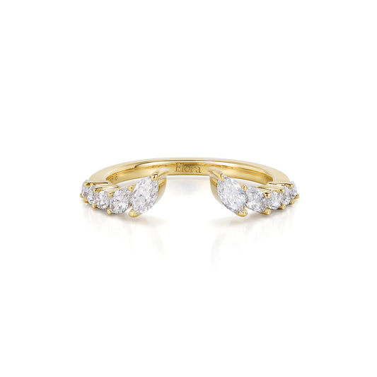Perry-Marquise Cut Lab Grown Diamond Ring Open Band featuring marquise cut diamonds in a yellow gold setting.