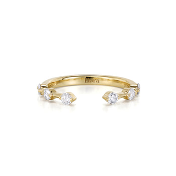 Selah-Round Cut Lab Grown Diamond Open Band in yellow gold with six round diamonds, featuring a minimalist design.