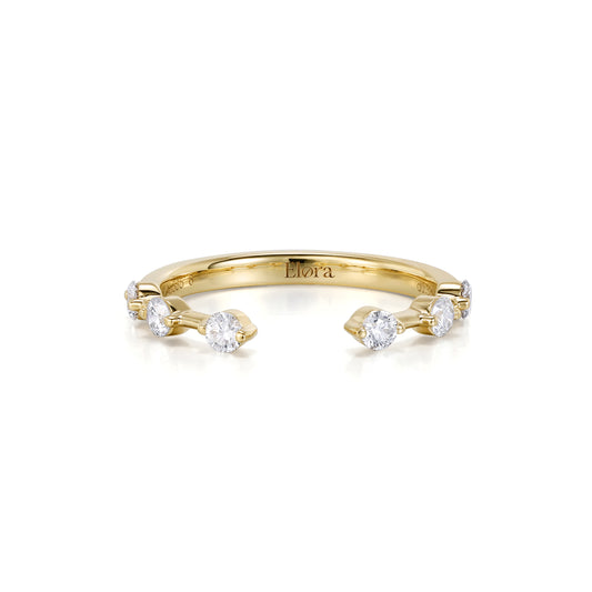 Selah-Round Cut Lab Grown Diamond Open Band in yellow gold with six round diamonds, featuring a minimalist design.