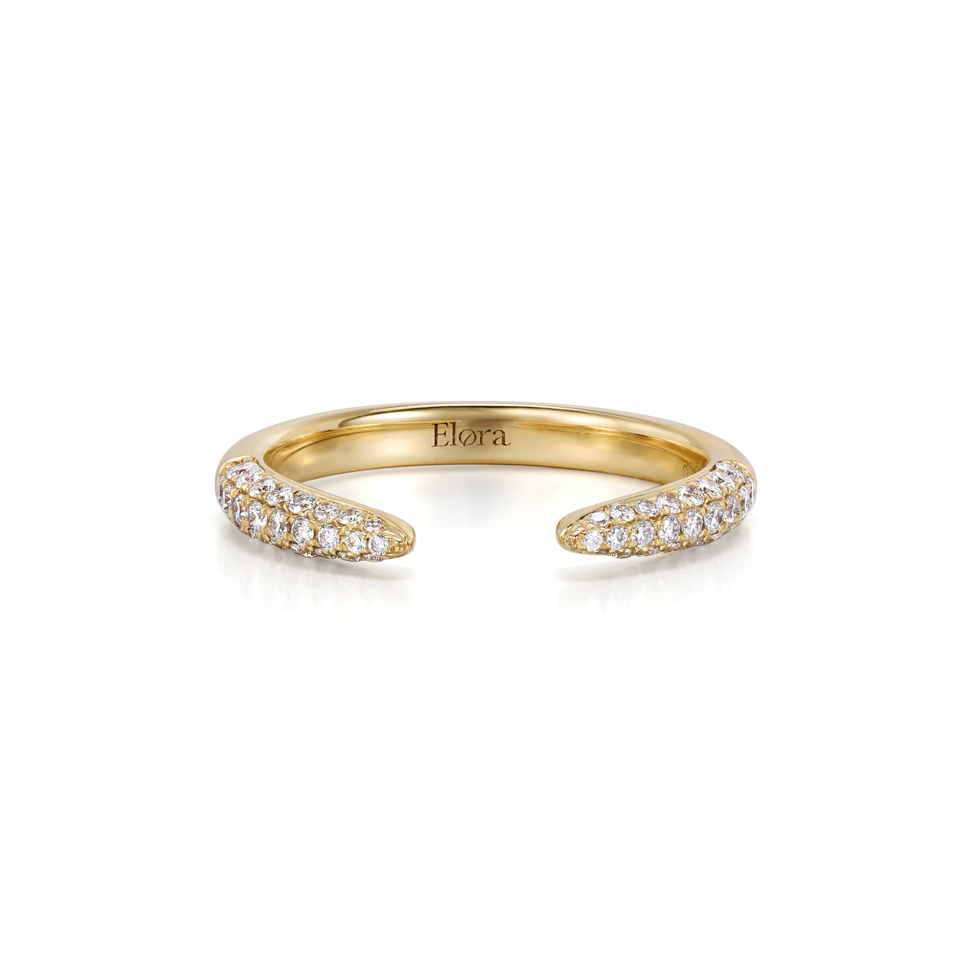 Mesa-Round Cut Lab Grown Diamond Ring Open Band in 14K yellow gold with pav¨¦ set diamonds.