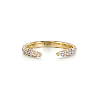 Mesa-Round Cut Lab Grown Diamond Ring Open Band in 14K yellow gold with pav¨¦ set diamonds.