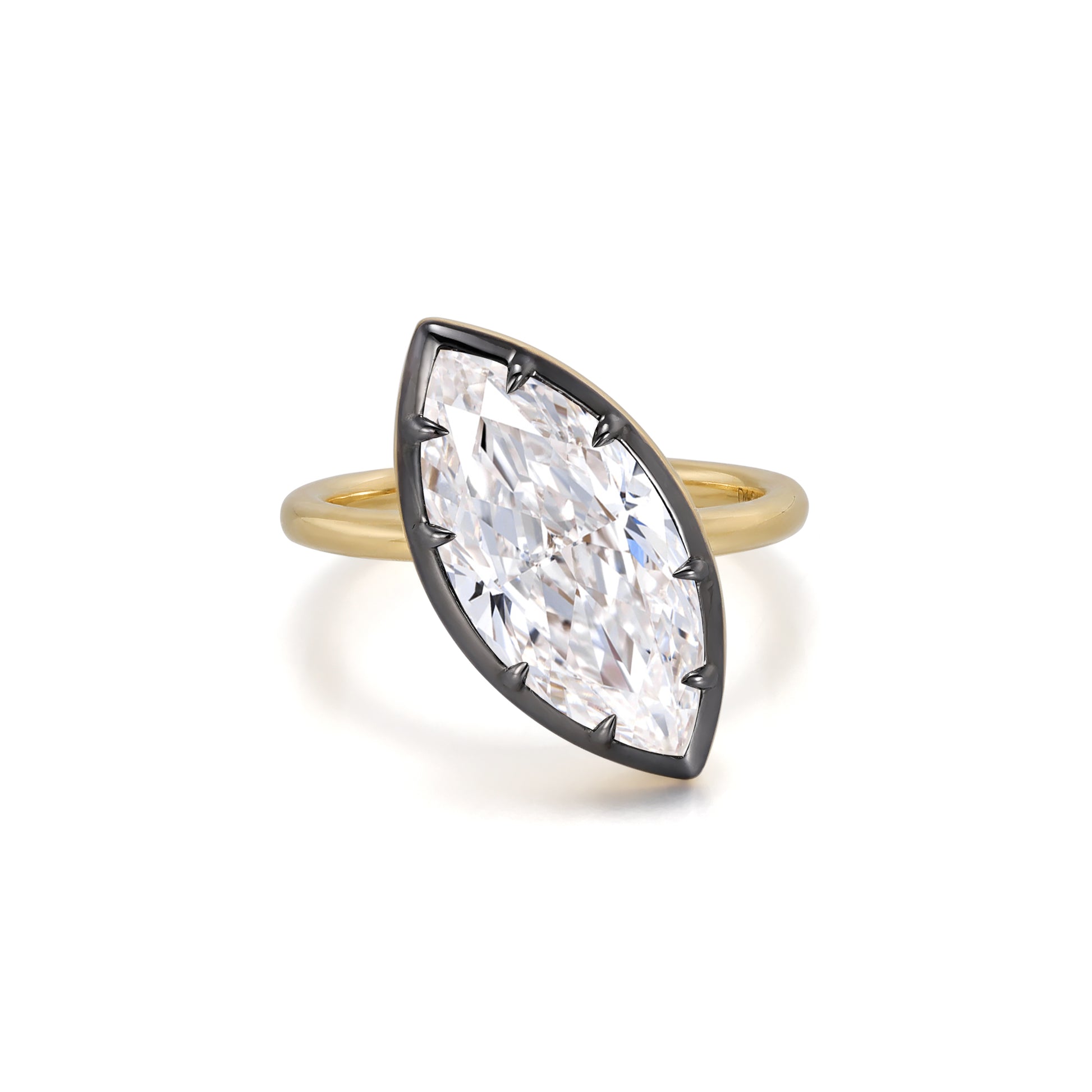 Celine-Marquise Cut Lab Grown Diamond Engagement Ring showcasing a 4ct marquise cut diamond in black gold setting.