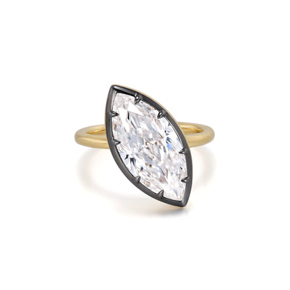 Celine-Marquise Cut Lab Grown Diamond Engagement Ring showcasing a 4ct marquise cut diamond in black gold setting.