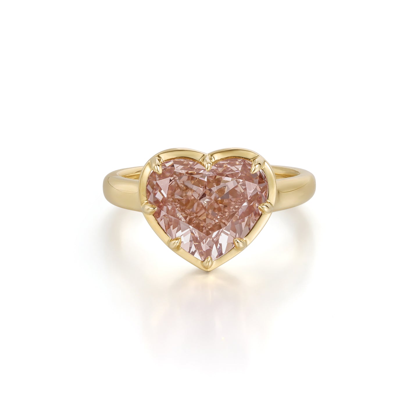 Honey-Champagne Heart Lab Grown Diamond Engagement Ring featuring a 4.49 ct heart modified brilliant diamond.
