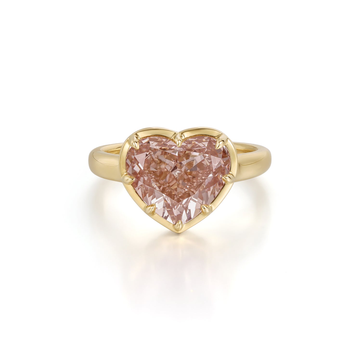 Honey-Champagne Heart Lab Grown Diamond Engagement Ring featuring a 4.49 ct heart modified brilliant diamond.