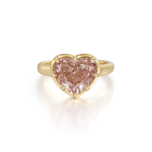 Honey-Champagne Heart Lab Grown Diamond Engagement Ring