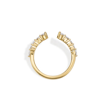 Perry-Marquise Cut Lab Grown Diamond Ring Open Band featuring marquise cut diamonds in a yellow gold setting.