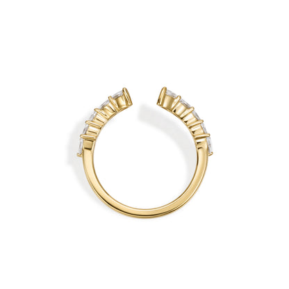 Perry-Marquise Cut Lab Grown Diamond Ring Open Band showcasing 10 marquise cut diamonds in a yellow gold setting.