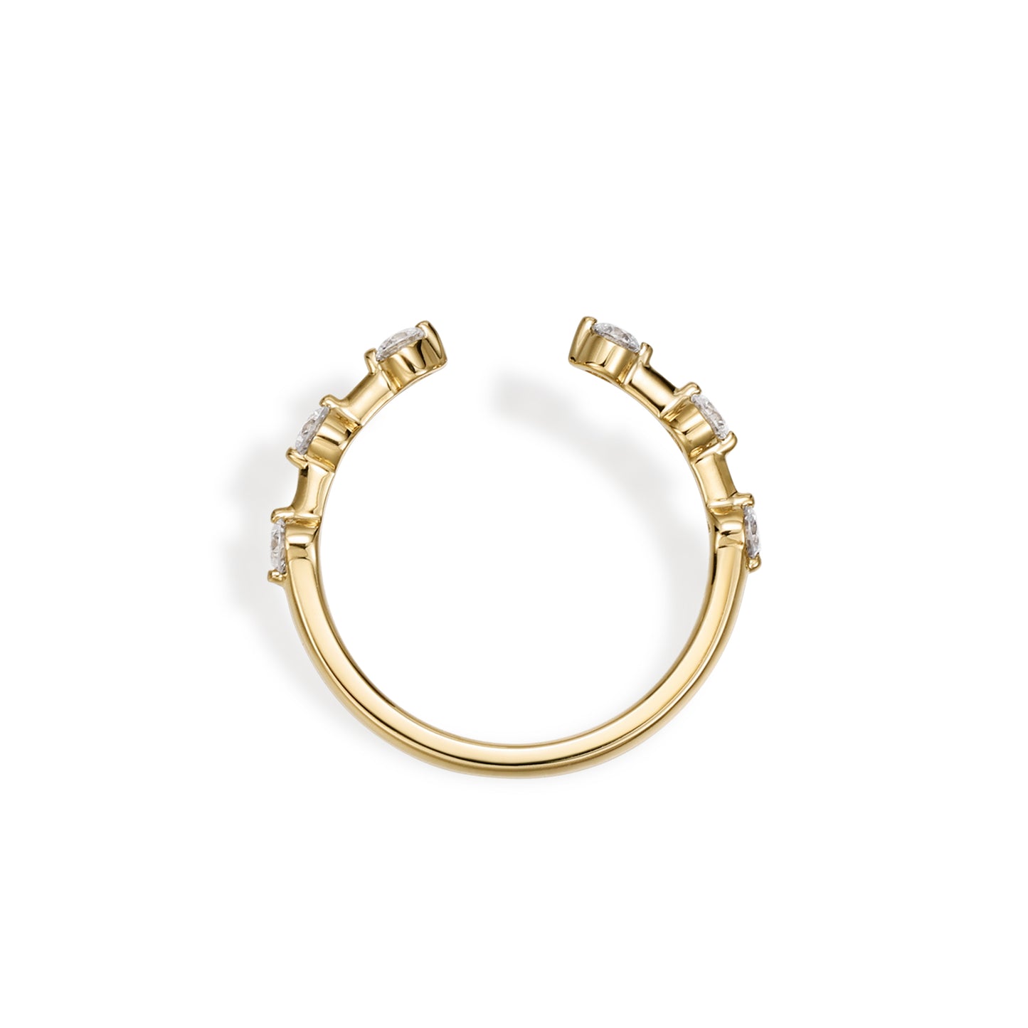 Selah-Round Cut Lab Grown Diamond Open Band showcasing six round diamonds in yellow gold.