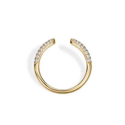 Mesa-Round Cut Lab Grown Diamond Ring Open Band featuring round diamonds on a yellow gold band.