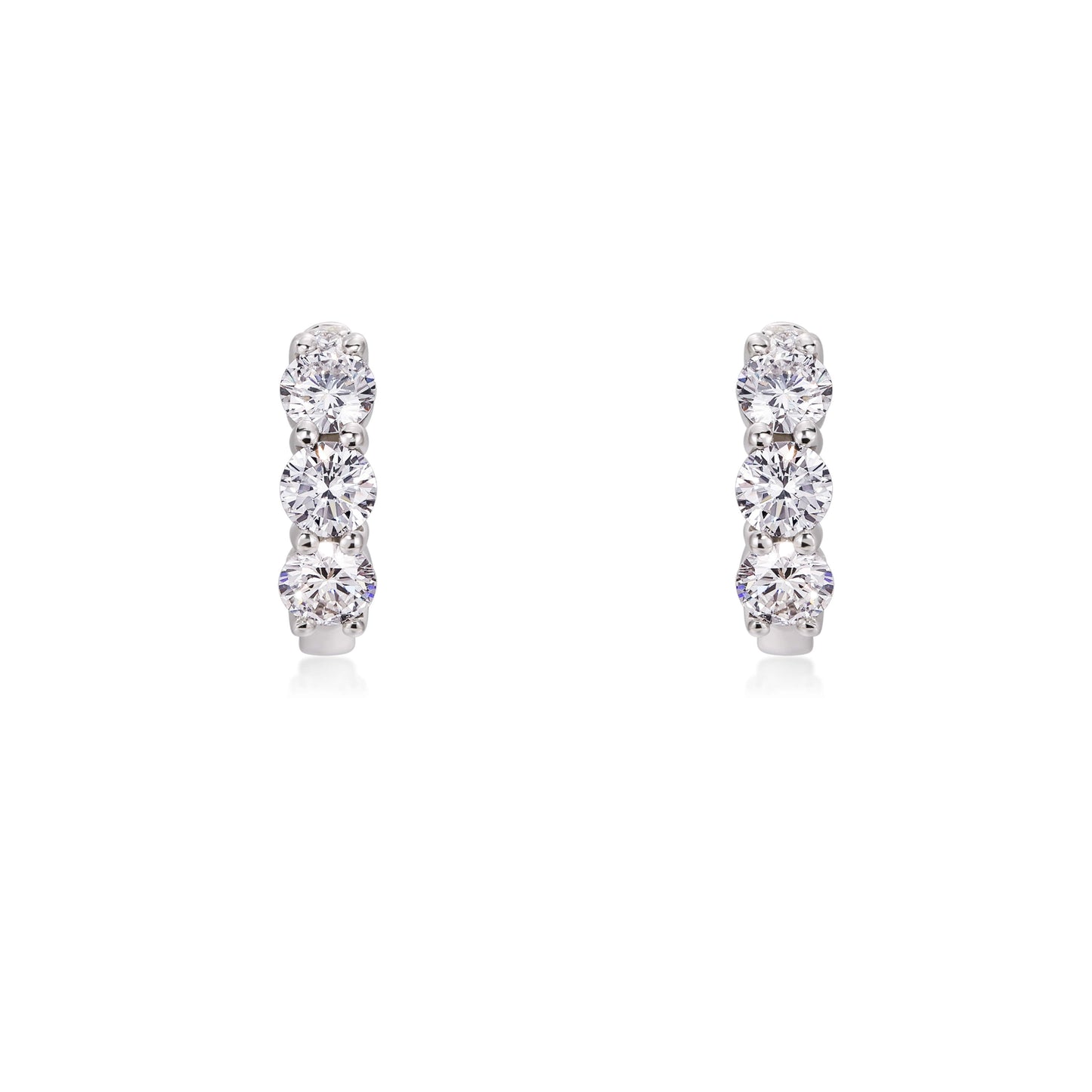 Round Diamond Huggie Hoop Earrings