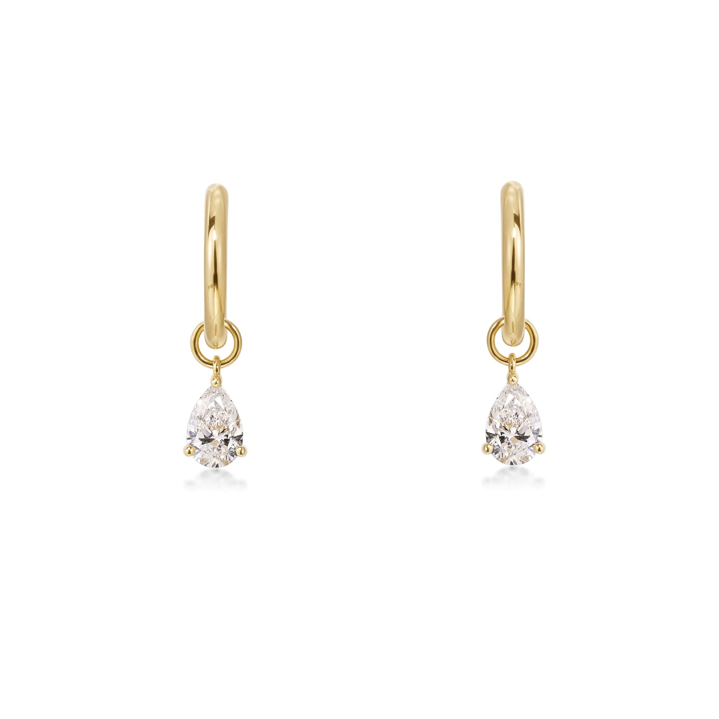 Pear Diamond Drop Hoop Earrings