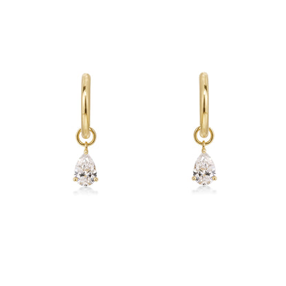 Pear Diamond Drop Hoop Earrings