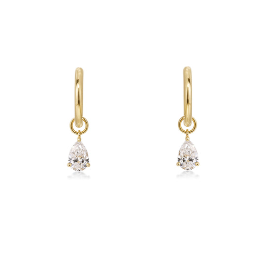 Pear Diamond Drop Hoop Earrings