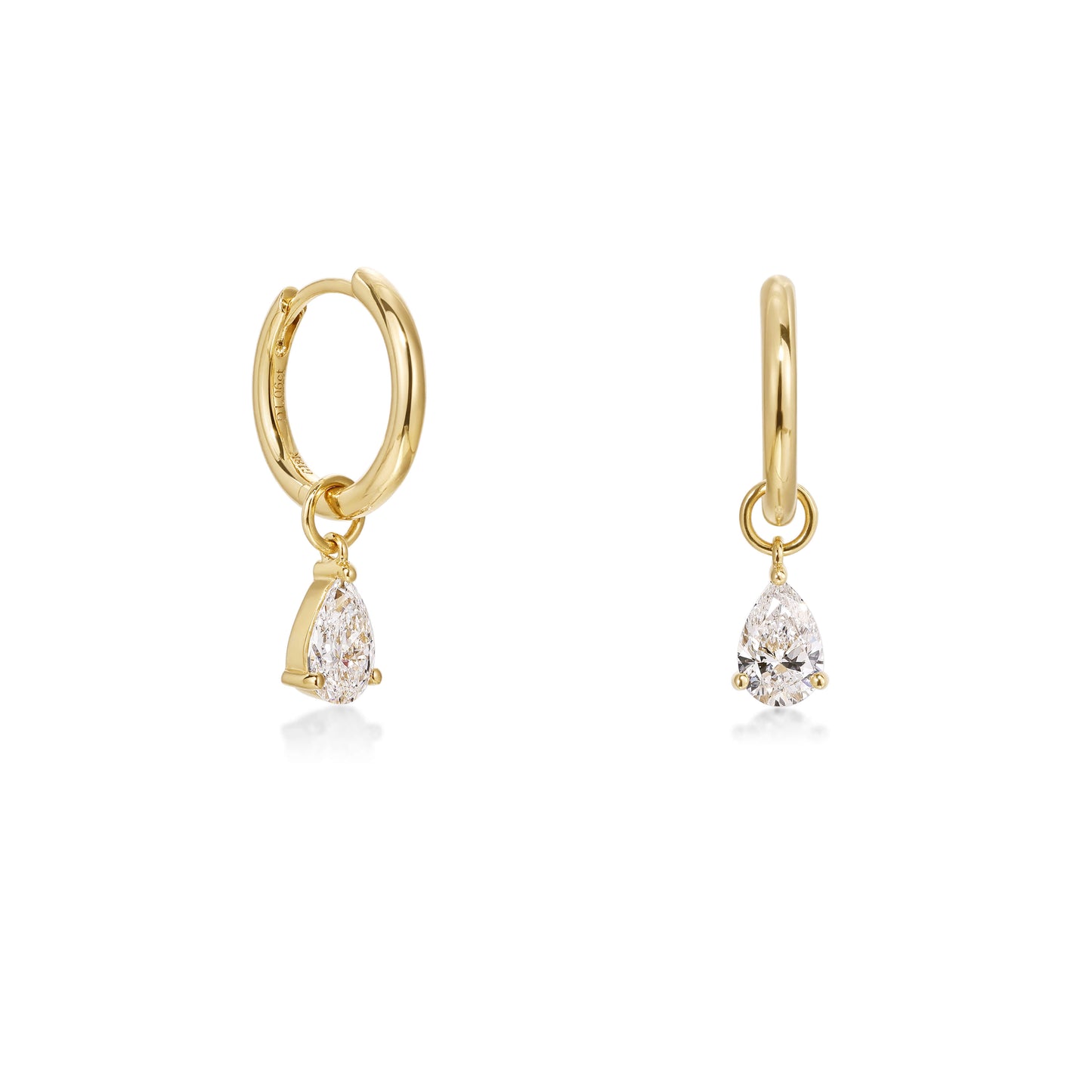 Pear Diamond Drop Hoop Earrings