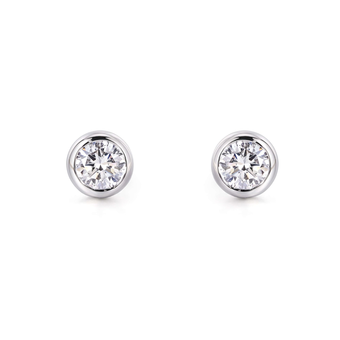Classic Bezel Round Diamond Stud Earrings