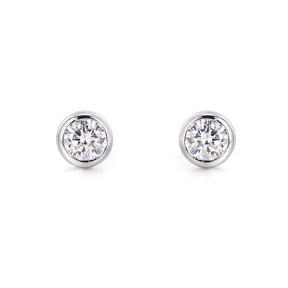 Classic Bezel Round Diamond Stud Earrings