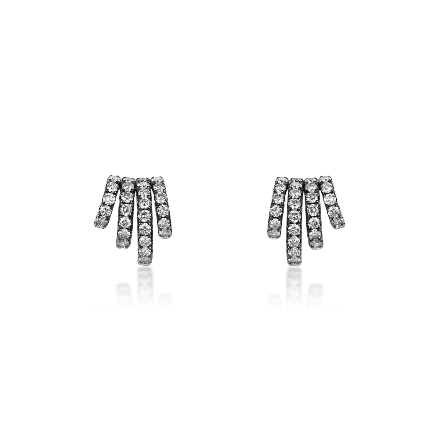 Pavé Diamond Shell Stud Earrings Black and White Gold featuring lab-grown diamonds in a sculptural seashell-inspired design.