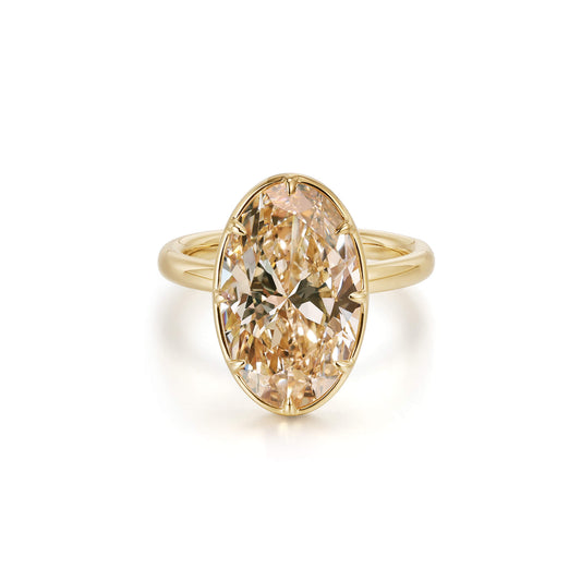 Gaia-Vintage Oval Cut Brownish Pink Diamond Ring