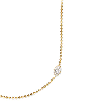 Astra-Old Mine Moval Cut Diamond Beaded Gold Necklace showcasing a lab grown diamond in yellow gold beads.