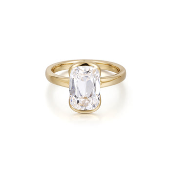 Brighton old mine cut lab grown diamond engagement ring with half bezel setting