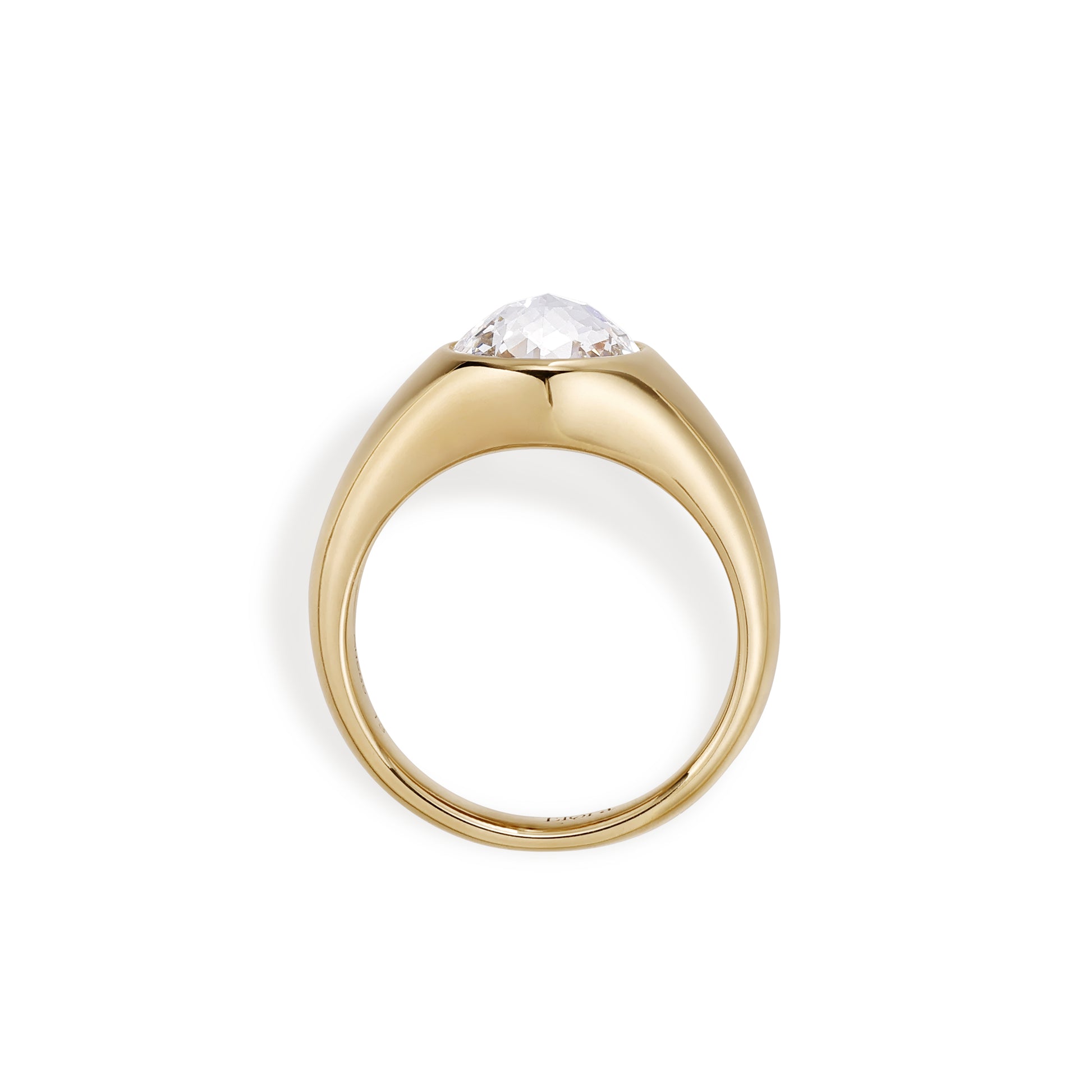 2.1ct Rose Cut Lab Grown Diamond Engagement Ring in 14K Yellow Gold | Ailany | Elora Side Profile View