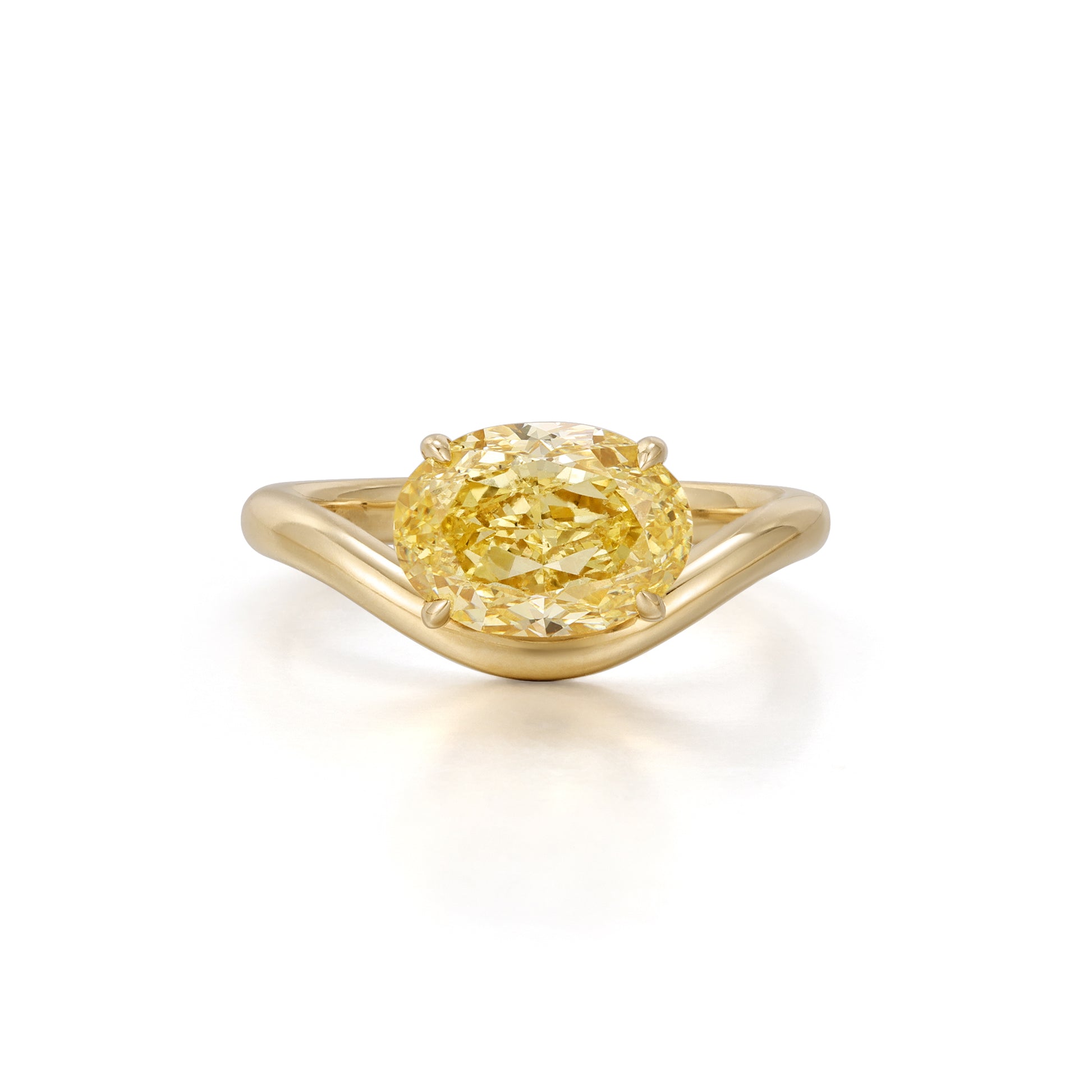 Yellow Oval Cut Lab Grown diamond Engagement Ring in yellow gold