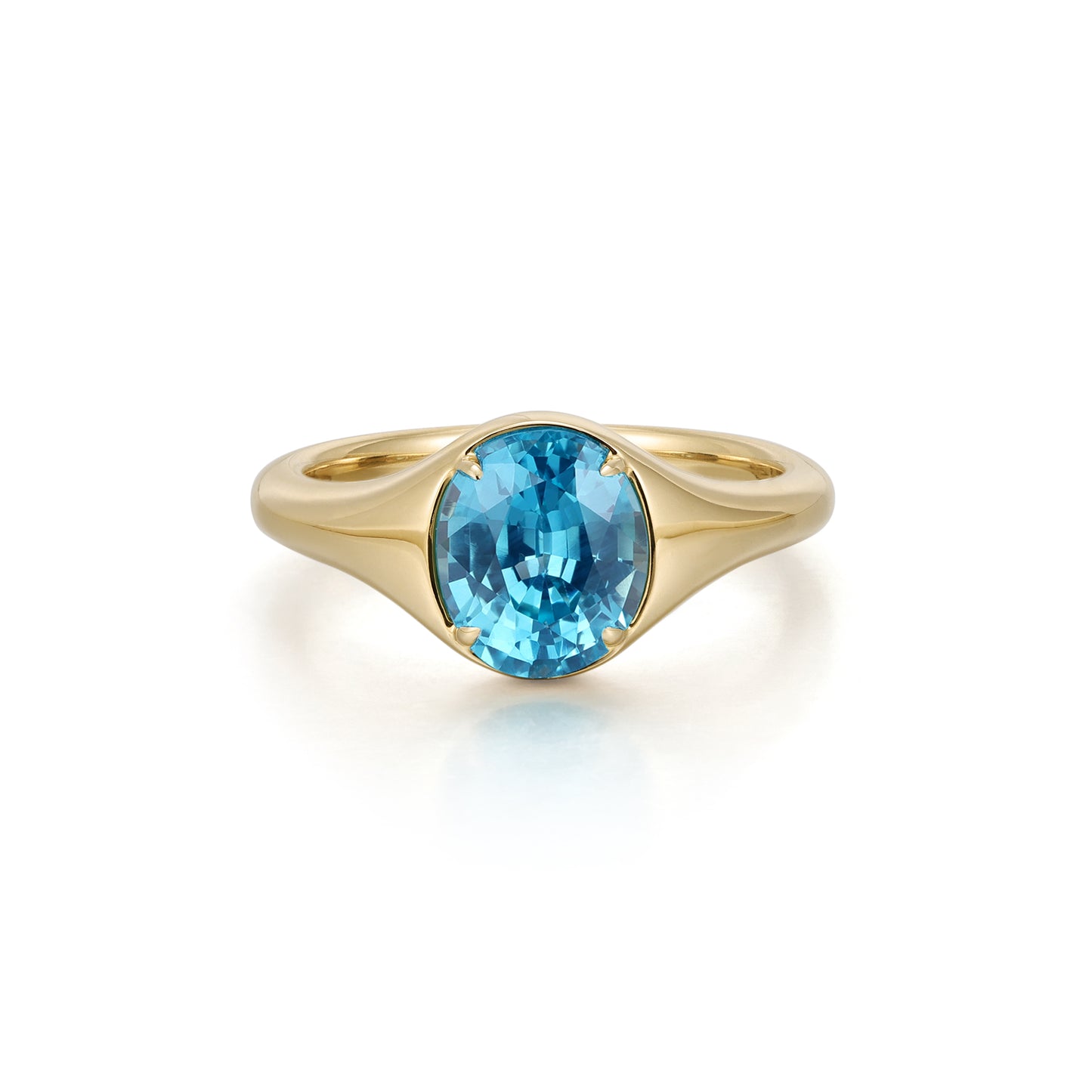 Oval Cut Lab Grown Paraiba Gemstone Ring in 14K Yellow Gold